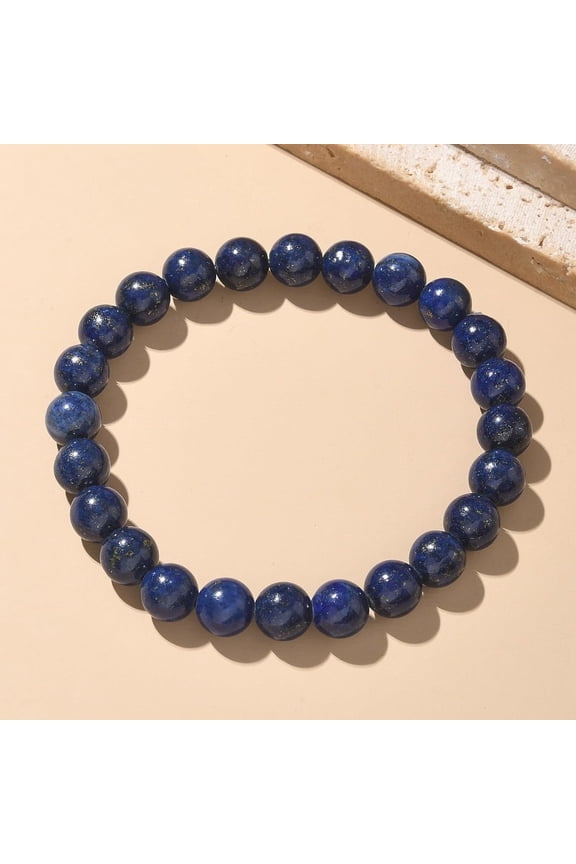 1Pc 2.1Inch Natural Lazuli Beaded Bracelets Stone Beaded String Elastic Bracelet Jewelry Gifts Adjustable Handmade Dainty Chain Rope Link Paperclip