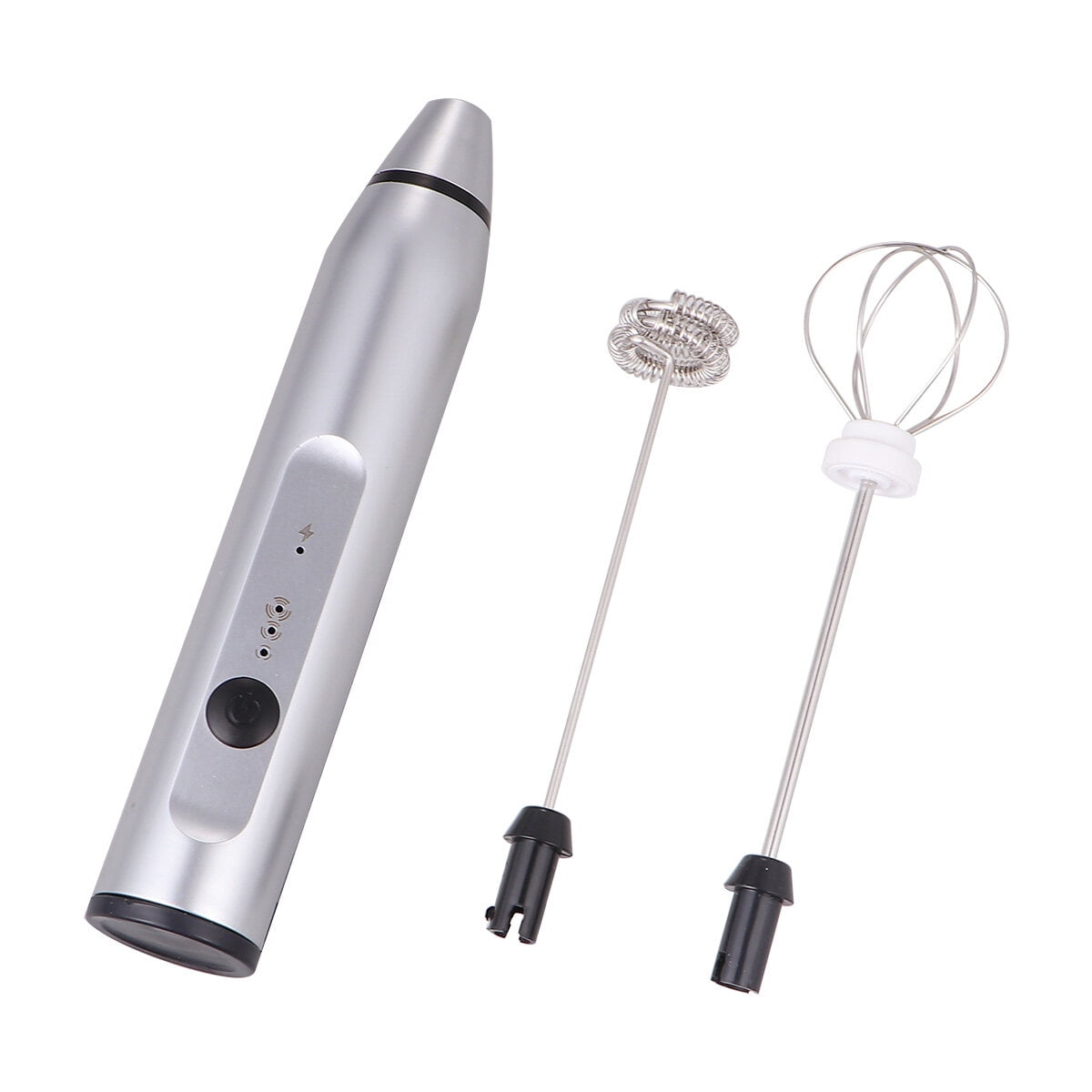 1Pc 2-in-1 USB Rechargeable Egg Whisk Egg Blender Egg Stirrer 3-level Milk Maker Milk Foamer (Silver)