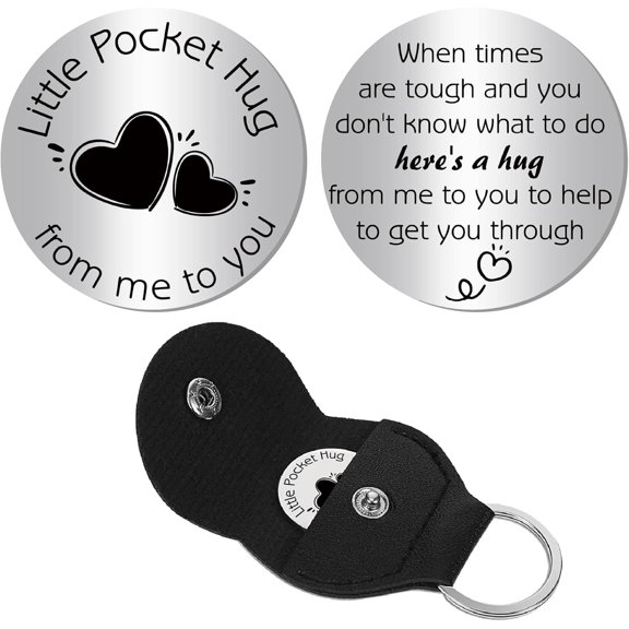 1Pc 201 Stainless Steel Commemorative Coin Pocket Hug Coin Inspirational Quote Coin Decision Maker with 1Pc PU Leather Guitar Clip Heart for DIY