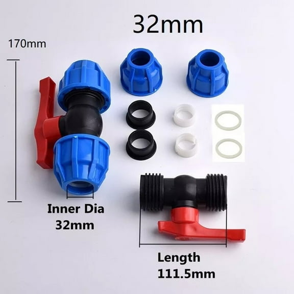 1Pc 20Mm/25Mm/32Mm Stop Tap Valve Pe Ball Valve Water Pipe Compression End Fitting Leak-Proof Connection