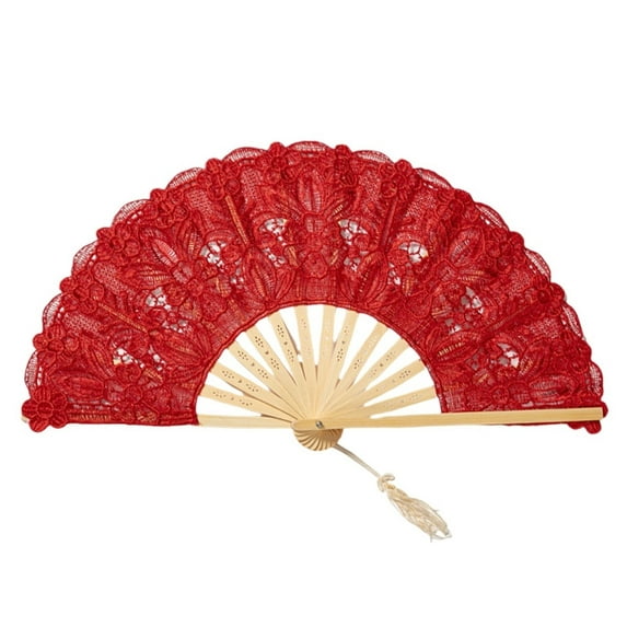 1Pc 23/27 Cm Portable Folding Fan Vintage Lace Fan With Tassel Dance Performance Party Photo Props For Wedding