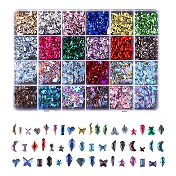 1Pc 24-Color Mixed Nail Art Rhinestone Set, 24-Grid Organizer Case For Diy Manicure Decoration, Ideal For Nail Art Enthusiasts & Beginners