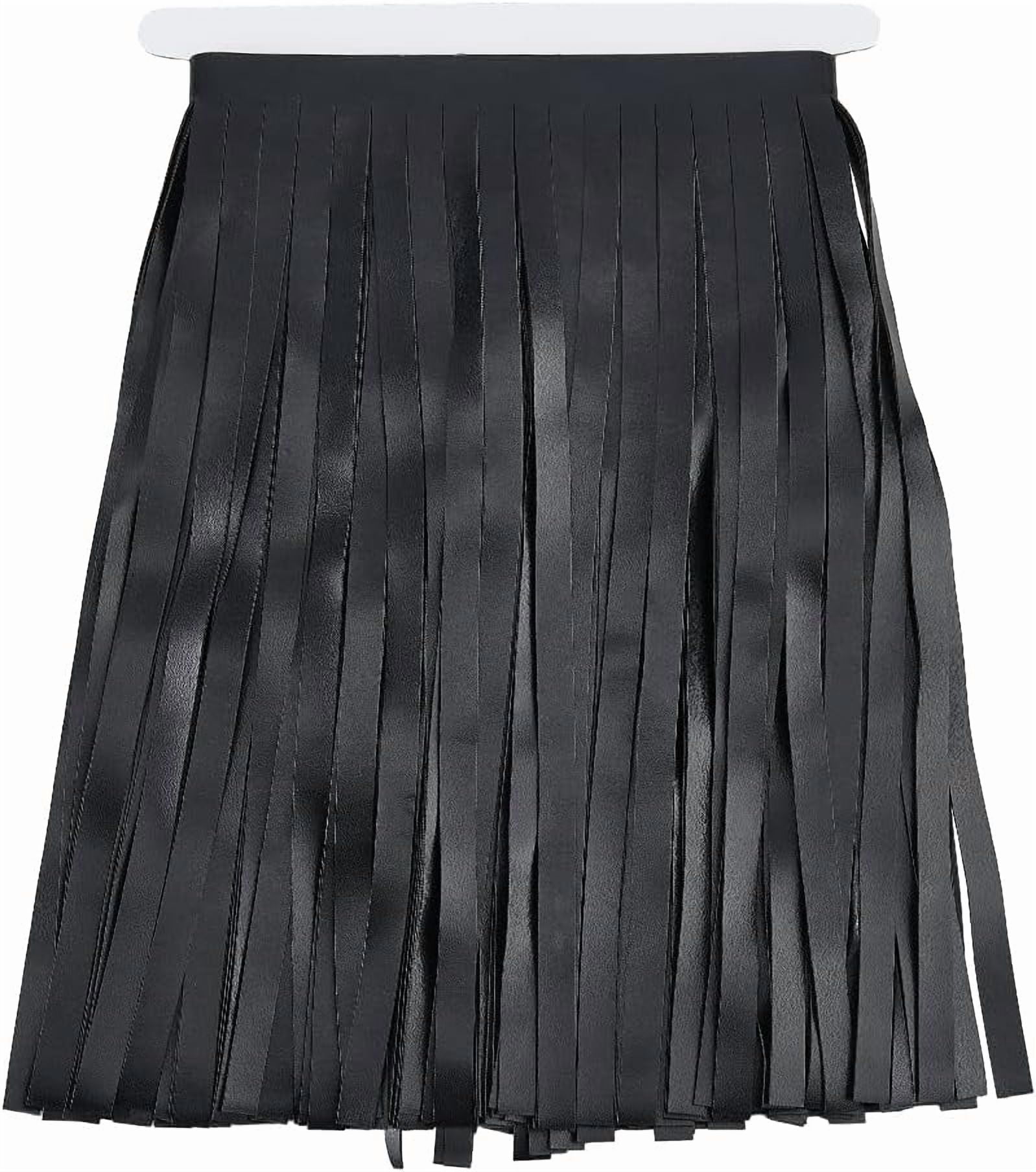 1Pc 2M PU Leather Suede Fringe Trim 0.39inch Width Black Tassel Ribbon Double Side Leather Sewing Tassel Fringe
