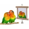 thumbnail image 1 of 1Pc/2Pcs Bird Mirror Wooden Hanging Swing Interactive Play Toys for Small Parrot Macaw African Grey Parakeet Cockatiel Lovebird Cage Accessories, 1 of 6