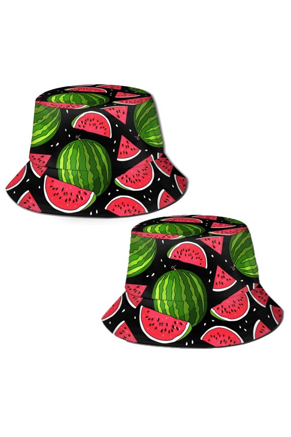 1Pc/2Pcs Bucket Hat Fisherman Summer Sun Hat Reversible Cap Watermelon Pattern Hat