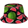thumbnail image 1 of 1Pc/2Pcs Bucket Hat Fisherman Summer Sun Hat Reversible Cap Watermelon Pattern Hat, 1 of 5