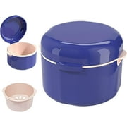 1Pc/2Pcs Denture Bath Case, Retainer Case with Strainer Basket, 3-Layer Denture Case, Portable Denture Cups, Retainer Cleaner Case, for Soaking Cleaning Dentures and Storage