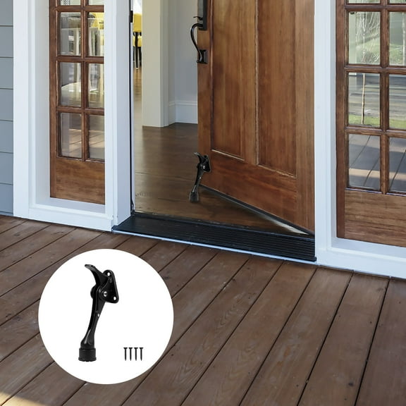 1Pc/2Pcs Kickdown Door Stopper 5 Inch One Touch Adjustable Height Door Stop Zinc Alloy Door Stopper with Rubber Tip Heavy Duty Kick Down Doorstop for The Bottom of Door