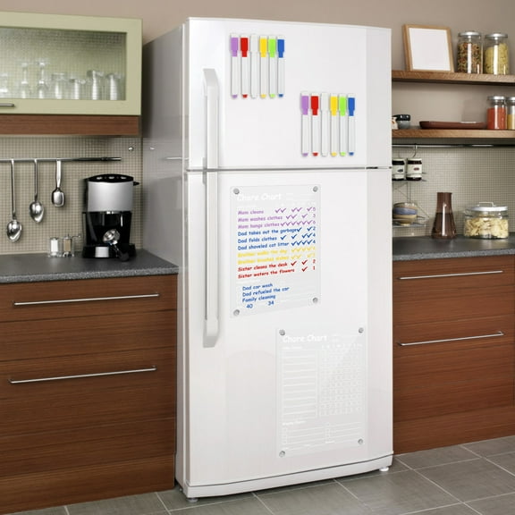 1Pc/2Pcs Magnetic Chore Chart for Kids Transparent Acrylic Fridge Family Chore Chart Magnetic Weekly Chore Chart with 6 Markers Reusable Fridge Chore Board for Teens Adults Home