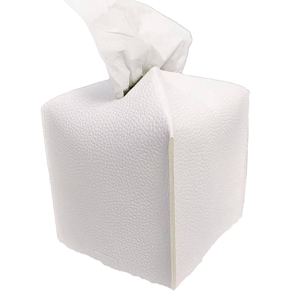 1Pc/2Pcs Refined Modern Kleenex Box Covers Square,Tissue Box Cover,(5X5X5'') Tissue Cover Holder Square,Faux Leather Kleenex Box Cover for Car, House, Office