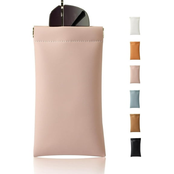 1Pc/2Pcs Squeeze Top Sunglass Case, Soft Leather Eyeglass Glass Case Travel Large Sunglasses Pouch, 7.3X3.8Inch
