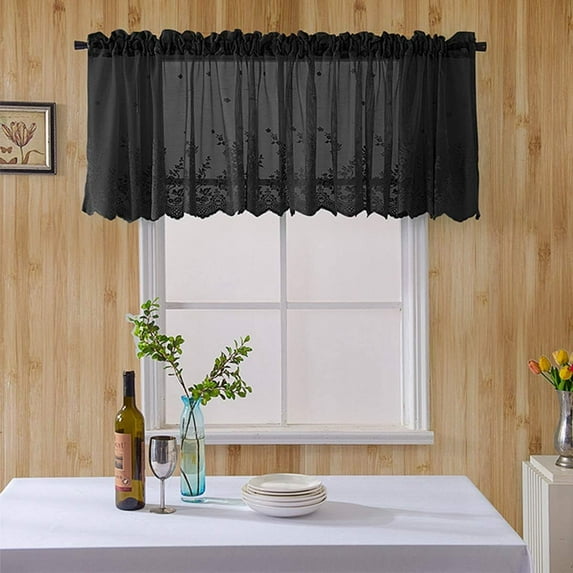 1Pc/ 2pcs Lace Valances for Windows, Lace Floral Embroidered Semi Sheer Curtain for Kitchen Cafe Dinning Bath Room, 51x16inch