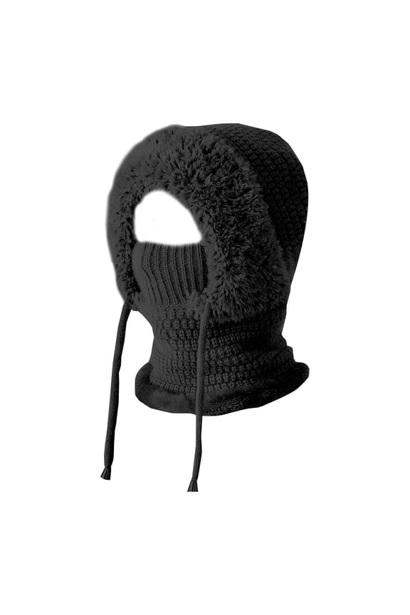 1Pc 3 in 1 Winter Hat for Women,Balaclava Ski Mask,Women's 3-in-1 Beanie Hat with Scarf & Mask,Winter Balaclava Pullover Knitted Hat,Womens Knit Beanie Hat Plush Lined Winter Scarf Mask Set ,A,9x14"