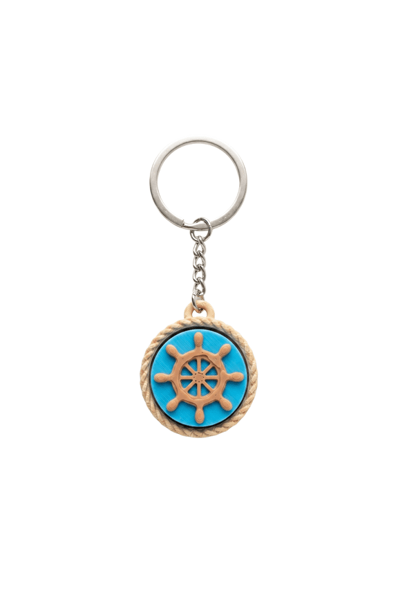 1Pc 3.2cm Nautical Fidget Keychain, 3D Printed PLA Anchor/Wheel Charm, Stress Relief EDC Accessory for Keys & Bags