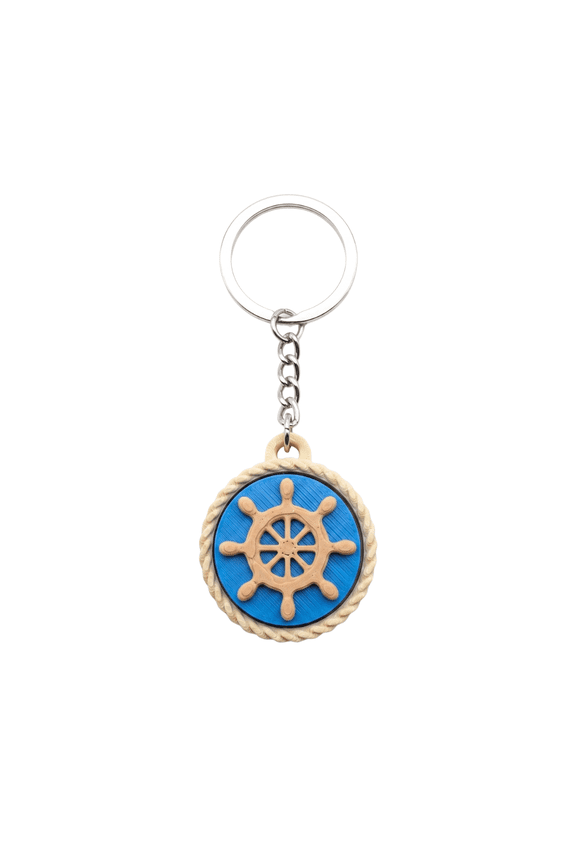 1Pc 3.2cm Nautical Fidget Keychain, 3D Printed PLA Anchor/Wheel Charm, Stress Relief EDC Accessory for Keys & Bags