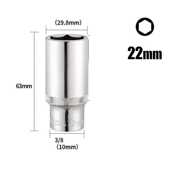 1Pc 3/8Inch Deep Socket Adapter Hex Socket Wrench Heads Ratchet Tool 8-24mm 22mm