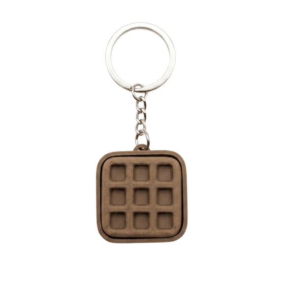 1Pc 3.9cm Waffle Fidget Keychain, 3D Printed PLA Clicker Charm, Stress Relief EDC Accessory for Keys & Bags