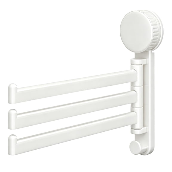 1Pc 3 Arms Towel Rack with Suction Cup,No-Drill Easy Install Wall Mounted Bathroom Towel Rack,180 ° Rotation Space Saving Towel Bar for Bath Kitchen (Black/White, 3 Pendulum Arms)