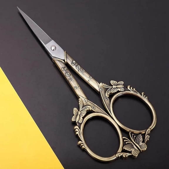 1Pc 3 Chromium 13 Steel Scissors Butterfly Pattern Craft Scissor with Alloy Handle for Needlework Sewing Bronze 120x50mm for Handmade
