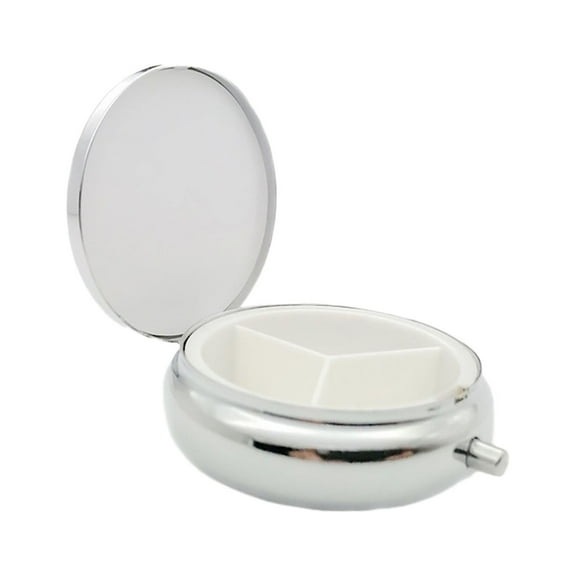 1Pc 3 Compartment Portable Medicine Pill Case Travel Multi-Functional Moisture Proof Pill Box for Purse & Pocket Cute Metal Medicine Pill Organizer Box for Vitamins, Fish Oil & Supplements 1.96 Inch