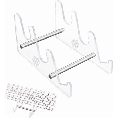 1Pc 3-Tier Acrylic Keyboard Display Stands with Platinum Plated Iron Supports Clear 25x16x13.5cm DIY