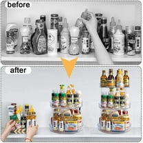 1Pc 3-Tier Large Lazy Susan Rotating Turntable Organizer, for Kitchen, Pantry, Cabinet, Dining Table, Fridge, Countertop,Vanity, Spinning Food Storage Container for Spices, Condiments, Clear