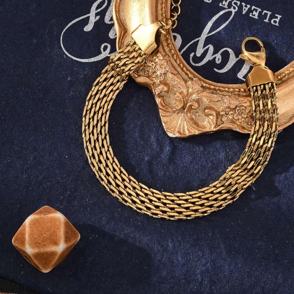 1Pc 304 Stainless Steel Bracelet Mesh Chain Golden 6-3/4 Inch Watch Style Ion Plated IP for Men Women