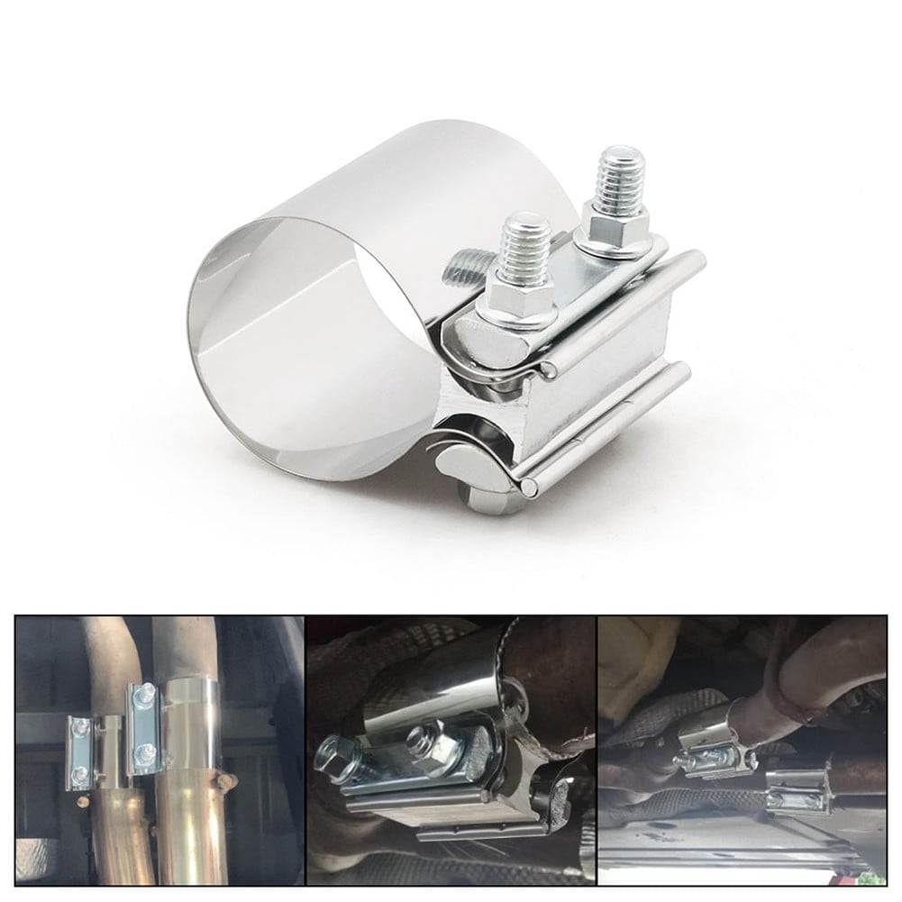 2PCS 2.5 Lap Jont Exhaust Band Clamp Muffler Sleeve Coupler Stanless