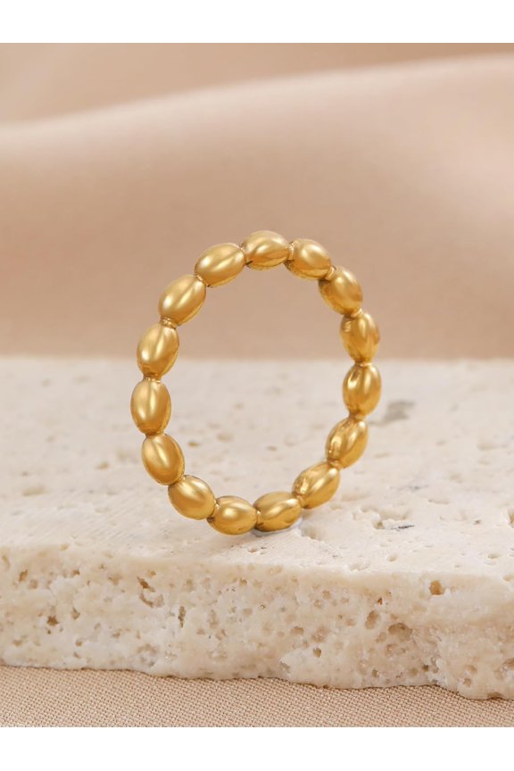 1Pc 304 Stainless Steel Finger Rings for Women Rice Golden 3mm Inner Diameter: 17mm DIY