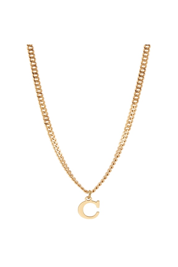 1Pc 304 Stainless Steel Letter Pendant Necklaces Golden Lead Free Nickel Free Cadmium Free Letter C 15.16 inch(38.5cm)~16.54 inch(42cm)