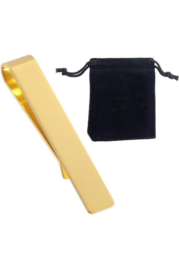 1Pc 304 Stainless Steel Tie Clip for Men Gold Tie Clip with Velvet Pouches Storage Boxes for Father Husband Boyfriend Business Wedding Gold