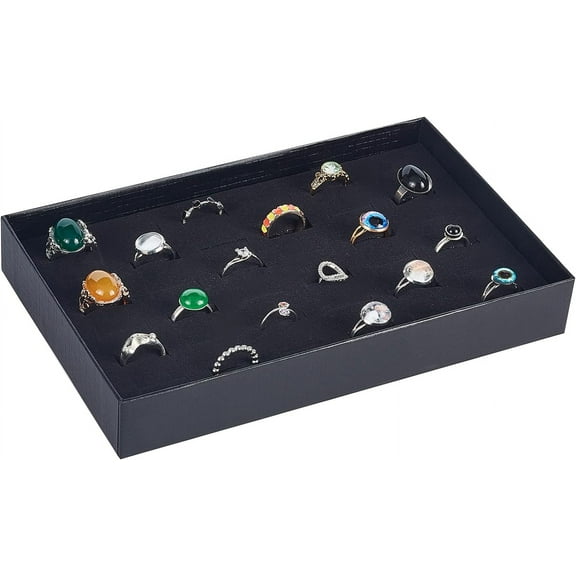 1Pc 36 Slots Ring Showcase Display Box Ring Organizer Boxes Rings Holders Insert Display Trays Transparent Packing Box for Business Selling Shows Jewelry Rings Earrings Storage Supply for DIY Black