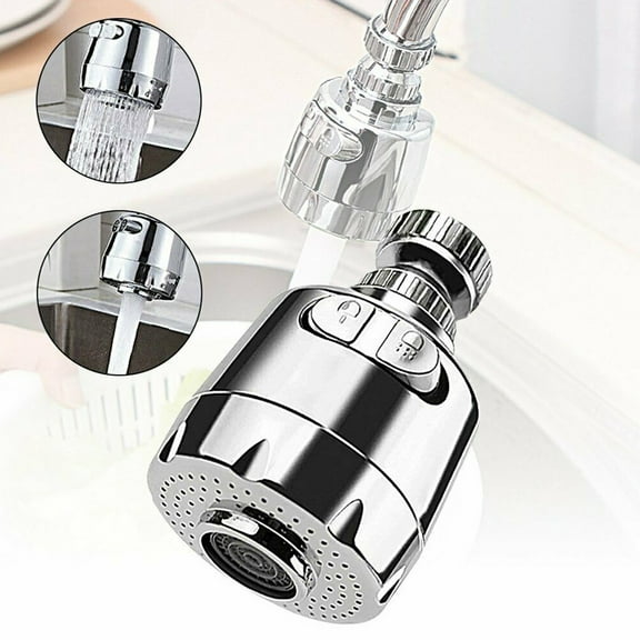 1Pc 360° Rotation Kitchen Sink Aerator Faucet Head, High Pressure Kitchen Faucet Sprayer Head Attachment, Booster Shower and Water Saving Faucet for Kitchen, Silver