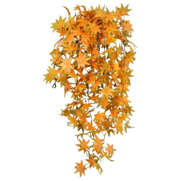 1Pc 39" Artificial Hanging Maple Vine,Fake Fall Plants Outdoor UV Resistant Plastic Plants for Indoor Outdoor Wedding Thanksgiving Xmas Decor Autumn Garden Porch Window Decoration(Orange,39.3x11.8")