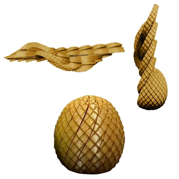 1Pc 3D Printed Dragon Egg, 2.4x2.8 inch Easter Fidget Toys for Adults, Plastic Easter Egg Stuffers for Teens, Dragon Easter Eggs Decor, Spiral Design, Yellow