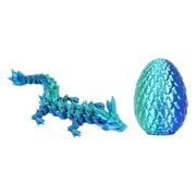1Pc 3D Printed Dragon Egg with Articulated Crystal Dragon Blue Candy Color Glow in the Dark Surprise Animal for Desk Decor and Holiday Display