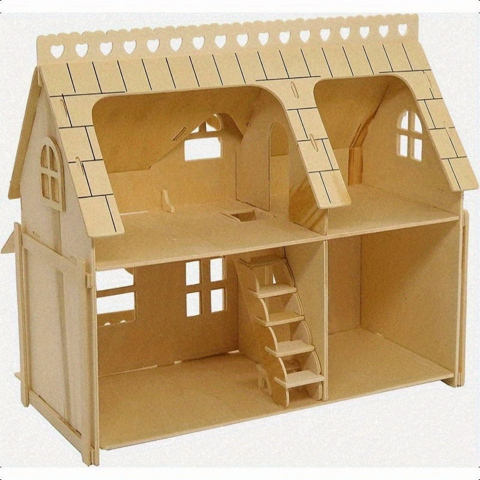 1Pc 3D Puzzle Wooden Doll House for Adults - Miniature Fantasy Villa Model, Handcraft Construction Dollhouse Kit, Decorative Birthday Gift & Home Decor