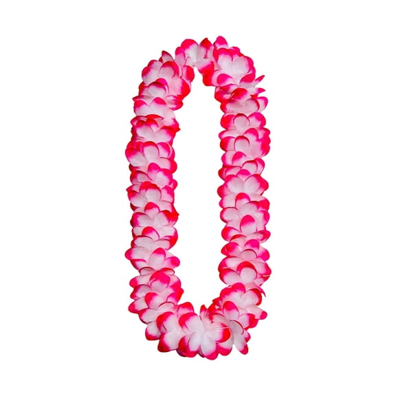 1Pc 41.34" Hawaiian Lei Flower Necklace, Soft Elastic Tropical Garland for Summer Beach Luau Party Decoration, Rose Pink