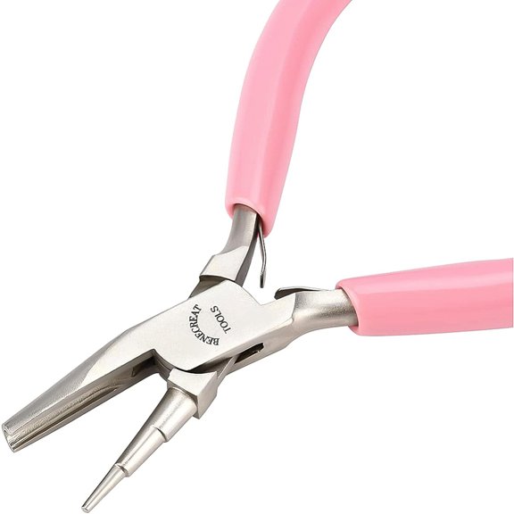 1Pc 45 Carbon Steel Pliers 3-step Wire Looping Forming Pliers Ferronickel Pink 12.7x8.7x9.5cm 1pc