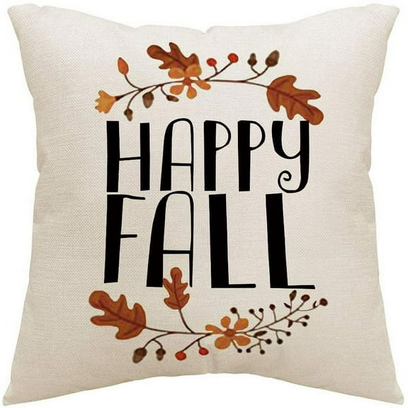1Pc/4Pcs Fall Pillow Covers 18x18 Inch Harvest Pumpkins Leaves Autumn Holiday Rustic Linen Pillow Case for Sofa Couch Farmhouse Thanksgiving Fall Decorations