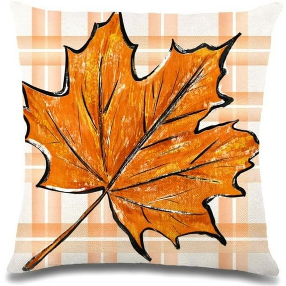 1Pc/4Pcs Fall Pillow Covers Decoration, Farmhouse Pumpkin Maple Leaves Thanksgiving Fall Throw Pillows Cushion Case Couch Decor for Autumn Home Outdoor Decorations, 18X18Inch