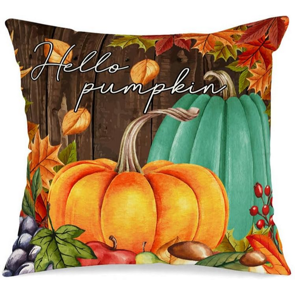 1Pc/4Pcs  Fall Pillow Covers, Pumpkin Gnomes Decorative Holiday Pillow Case Autumn Cushion Covers Thanksgiving Pillowcase for Indoor Home Bedroom Couch Sofa Decor, 16X16Inch,18X18Inch,20X20Inch