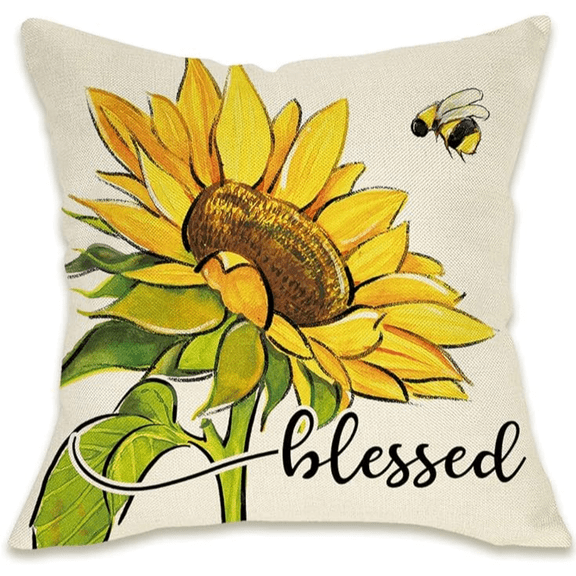 1Pc/4Pcs Fall Sunflower Pumpkin Decorative Throw Pillow Cover, Autumn Flower Quote Farmhouse Porch Patio Outdoor Pillowcase, Harvest Seasonal Vintage Sofa Couch Cushion Case Home Decor, 18X18Inch