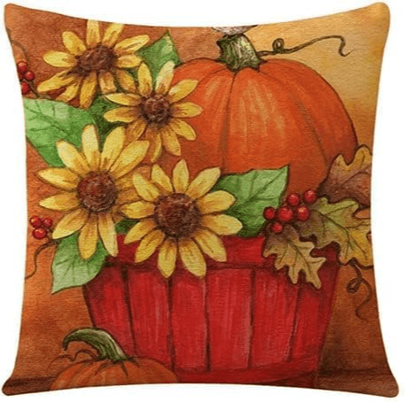 Breling 4-Piece Fall Pillow Covers Set – 18x18 Inch, Faux Fur, Pumpkin & Maple Leaf Design, Farmhouse Autumn Decor