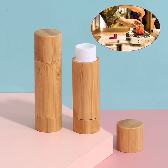 1Pc 4ml Natural Bamboo DIY Lipstick Empty Tube Cosmetic Container Travel B LQ WA