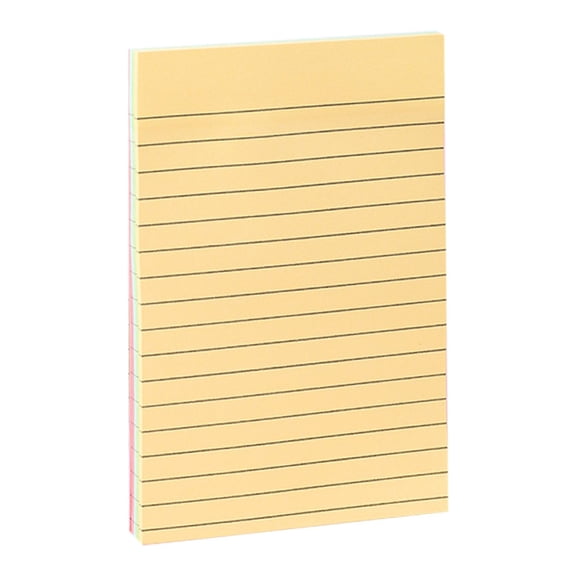 1Pc 4x6" Sticky Notes, Ngxiha 4-Color Mixed Lined Memo Pad, 100 Sheets Adhesive Ruled Flip Notes, Neon Color Removable Notepads for Schol Office Home Reminders