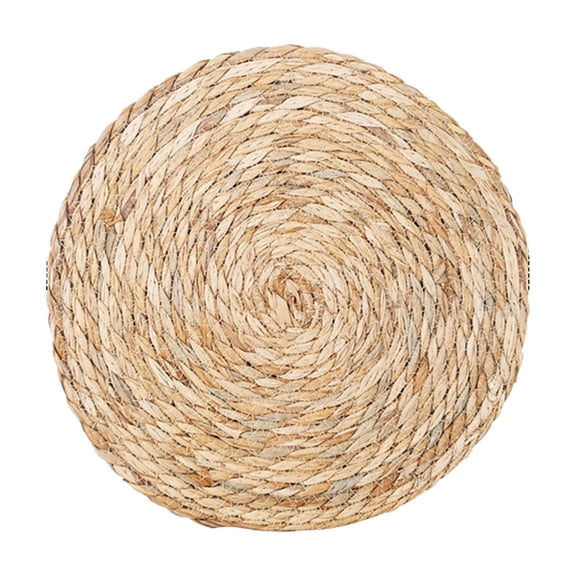 1Pc 5.9 to 15 Inches Round Woven Rattan Placemats, Natural Hand-Woven Water Hyacinth Placemats, Farmhouse Weave Place Mats, Rustic Braided Wicker Table Mats, 7 Sizes Available,9.8*9.8in