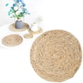 thumbnail image 1 of 1Pc 5.9 to 15 Inches Round Woven Rattan Placemats, Natural Hand-Woven Water Hyacinth Placemats, Farmhouse Weave Place Mats, Rustic Braided Wicker Table Mats, 7 Sizes Available,15*15in, 1 of 5