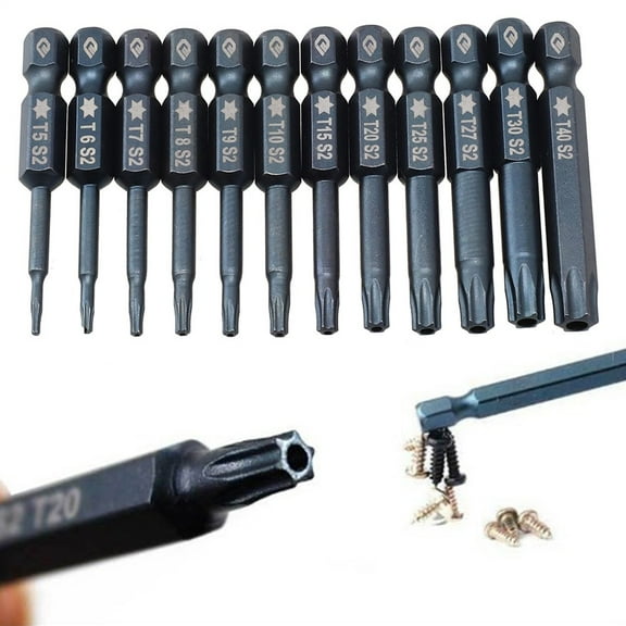 1Pc 50Mm Length Torx Screwdriver Bit 1/4\" Hex Shank Hole Security Torx Bits Magnetic Torx Screwdriver T5-40 Electric Screwdriver T5 Smile Home