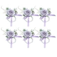 thumbnail image 1 of 1Pc 5x3in Bridal Bridesmaid Party Forest Light Color Corsage Rose Wrist Flower Prom Flower Wedding Bridal Corsage Wrist Accessories Light Purple, 1 of 5